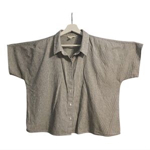 Eileen Fisher Gray Striped Button Down Shirt
